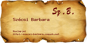 Szécsi Barbara névjegykártya